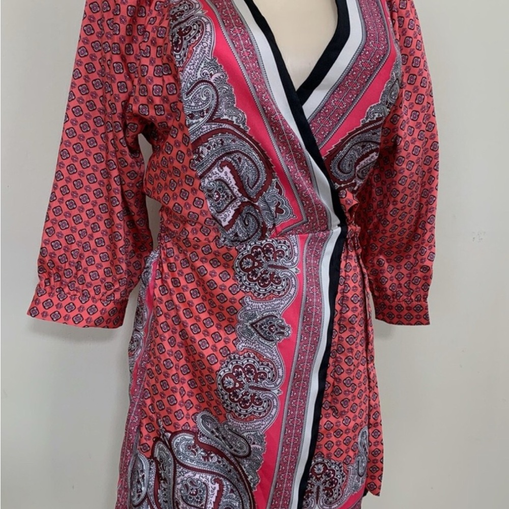 Zara Pink and Black Patterned Mini Dress